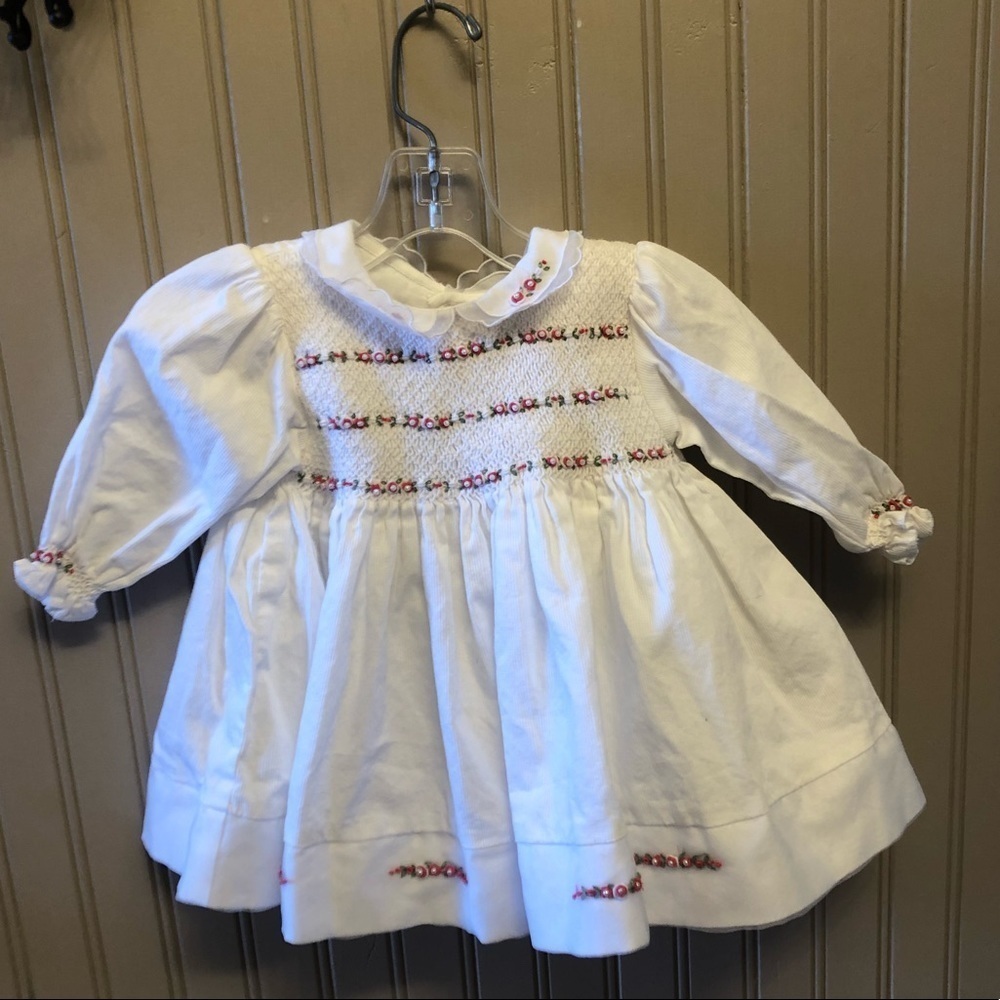 🎄 NWOT Heirloom Vintage Square Yoke Hand Smocked Embroidered Dress Bloomers 6m